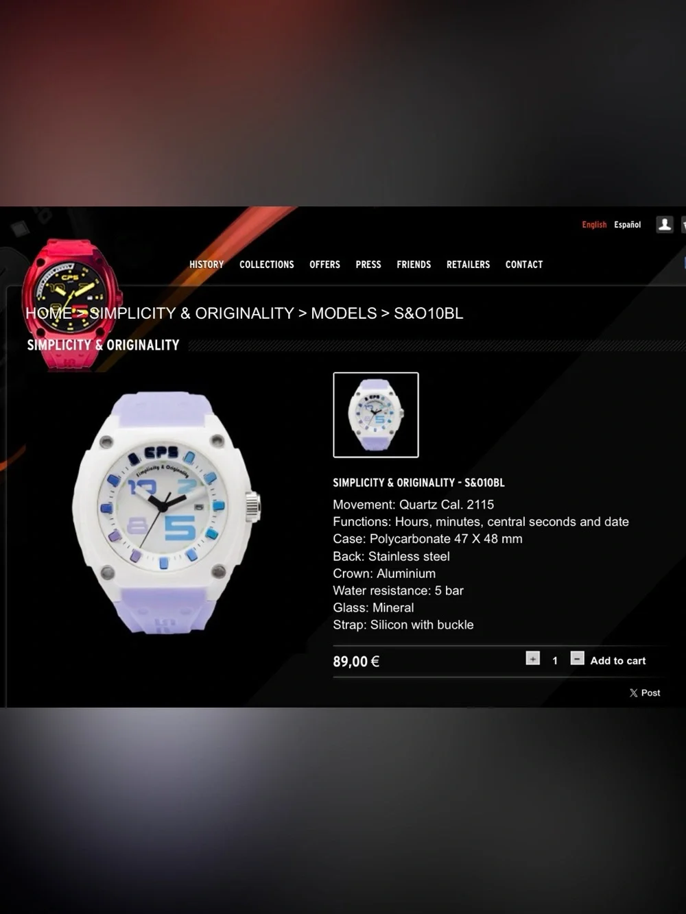 CP5 Quartz Purple White Watch